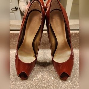 EUC Vintage Nine West Vintage Style Burgundy Peep Toe